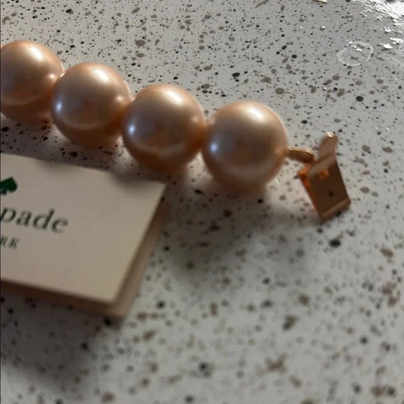 Kate Spade blush “All Wrapped Up in Pearls” Bracelet with Rose Gold Bow - Picture 3 of 4